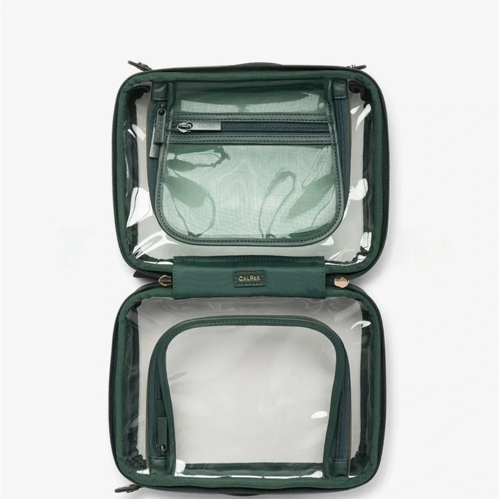 Calpak Transparent Bag with Green Trim Medium - Picture 2 of 4